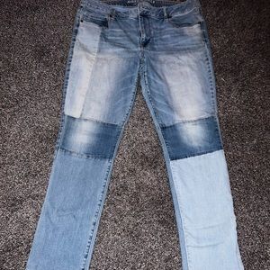 American Eagle size 18 mid rise patch work skinny jeans
